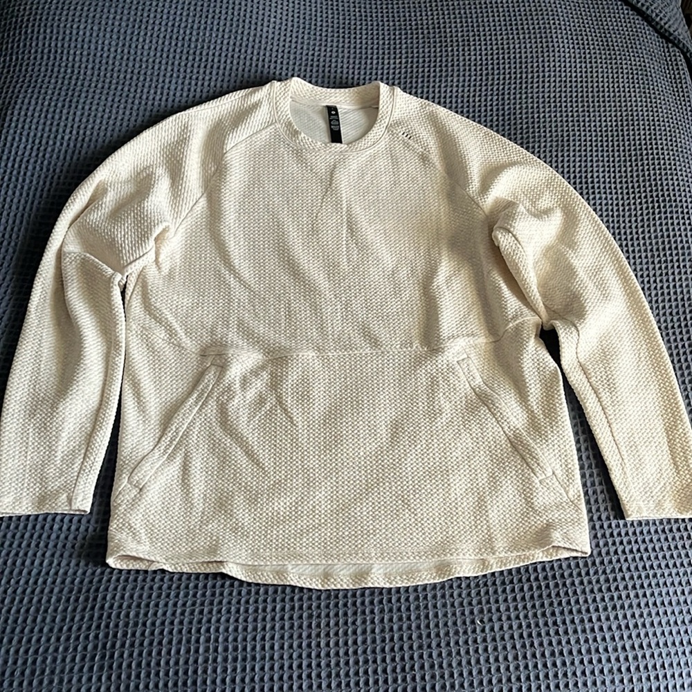 Men’s Lululemon At Ease Crewneck Sweatshirt - Heathered White Opal - Size Large